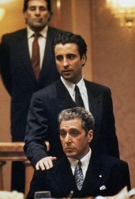 Der Pate III – Vincent Mancini (Andy Garcia, l.); Don Michael Corleone (Al Pacino, r.)