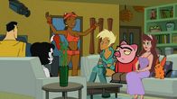 Drawn Together – L-R: Captain Leslie Hero, Toot Braunstein, Foxxy Love, Xandir P. Wifflebottom, Spanky Ham, Princess Clara, Ling-Ling