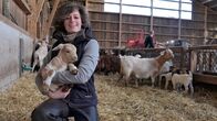 Hofgeschichten – Ziegenhirtin und Schäferin Josefine Schön mit Ziegenlamm.