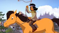 Yakari – "Yakari", "Ein Pferd für Kleines Blatt." Kleines Blatt ist ein schweigsames Indianermädchen, das nur in der Gesellschaft von Pferden ihre Schüchternheit ablegt. Yakari schlägt vor, einen Mustang für sie einzufangen, damit sie mehr Selbstbewusstsein gewinnt. Kleines Blatt gefällt die Idee, und sie ziehen los auf der Suche nach den Wildpferden. Es dauert nicht lange, bis ihr ein Pferd mit rotem Fell ins Auge sticht. Sie hat auch schon den passenden Namen für den Mustang gefunden: Rote Wolke. Doch Kleines Blatt ist nicht die einzige, die das schöne Tier für sich haben will.