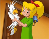 Bibi Blocksberg – Bibi freut sich über den zugeflogenen weißen Kakadu.