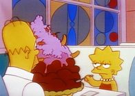 Die Simpsons – Lisa hat keinen Appetit auf den riesigen Eisbecher, den ihr Vater Homer gekauft hat.
