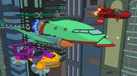 Futurama – Der Professor ärgert sich über die sicherheitsbewusste Leela und haut ab; das Planet Express-Schiff nimmt er mit. Schon bald lernt er eine Gang, die wilde Straßenrennen fliegt, kennen. Sie helfen ihm, das Schiff zu tunen ...