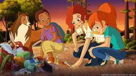 Lassie – Zoe, ihre Mutter und Harvey haben gemeinsam mit Hündin Lassie das Lager der bösartigen Rancher entdeckt.