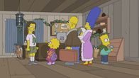 Die Simpsons – Lisa (2.v.l.); Homer (3.v.l.); Maggie (3.v.r.); Marge (2.v.r.); Bart (r.)