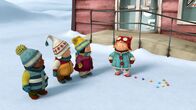 Snowsnaps' Winterspiele – Bunte Kaugummis zeigen den Weg ins neue Spiel.