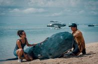 Retter der Meere: Tödliche Strandung – Manuela Hauser (Haley Louise Jones) und Pit Wagner (Daniel Roesner) untersuchend das tote Walbaby.