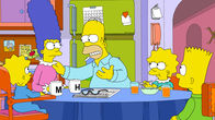 Die Simpsons – Diskutieren die jüngsten Ereignisse in Springfield am Frühstückstisch: Marge (2.v.l.), Homer (M.), Lisa (2.v.r.) und Bart (r.). Nur Baby Maggie (l.) schweigt wie üblich ...