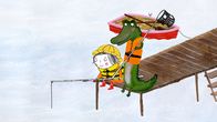 Unser Sandmännchen – Rita ist eine sehr gute Anglerin, das will sie dem Krokodil beweisen.