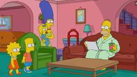Die Simpsons – (v.l.n.r.) Lisa; Bart; Maggie; Marge; Homer