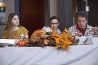 Speechless – L-R: Logan (Cole Massie); Jimmy DiMeo (John Ross Bowie); Melanie Hertzel (Sarah Chalke)