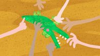 Unser Sandmännchen – Beim Kitzelkanon wird mit Vokalen beim Singen gespielt - und auch ein bisschen gekitzelt.