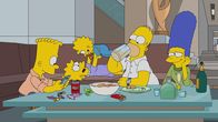 Die Simpsons – (v.l.n.r.) Homer, Lisa; Maggie; Homer; Marge
