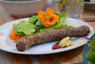 Zu Tisch ... – Salat mit Löwenzahn – und Grillwurst