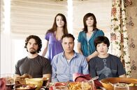 Meet the Rizzos – L-R: Tony (Steven Strait), Vivian (Dominik García-Lorido), Vince (Andy Garcia), Joyce (Julianna Margulies), Vinnie (Ezra Miller)