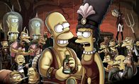 Die Simpsons – Die Trapezkünstlerin Marge (r.) und der Kraftprotz Homer (l.) sind im Wanderzirkus von Mr. Burns in den 1930er Jahren beschäftigt. Als der zirkuseigene Freak Moe damit beginnt, sich an Marge heranzumachen, geraten die Dinge außer Kontrolle ...