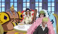 One Piece – (v.l.n.r.) Pica; Diamante; Trébol; De Flamingo