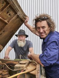 Outback Car Hunters – LR before – GT looking under bonnet – Dave in background.