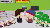 South Park – L-R: Adams County Pee-Wee Hockey Team, Adams County-Trainer, Stan, Park County Pee-Wee Hockey Team