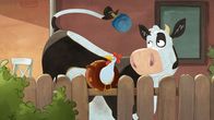 Lieselotte – Lieselotte möchte das Huhn mit einem Tischtennisschläger aus dem Honigtopf befreien.