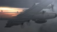 Mayday - Alarm im Cockpit – Ein Flugzeug des US-Handelsministeriums fliegt mit brennendem rechten Triebwerk durch den Himmel.