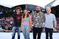 Der ZDF Comedy Sommer – Die Künstler von links: Atze Schröder, Helene Bockhorst, Passun Azhand und Michael Mittermeier kurz vor ihrem Auftritt in der Open-Air-Arena.