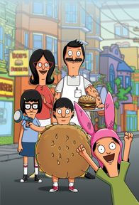 Bob's Burgers – (1. Staffel) - Eine Familie der besonderen Art: Bob (hinten r.), Linda (hinten l.), Louise (vorne r.), Gene (vorne M.) und Tina (vorne l.) ...