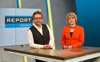 Report Mainz – Moderator Fritz Frey und Redaktionsleiterin Birgitta Weber.