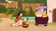 Power Sisters – Wendy wäscht den Gartenzwerg von Frau Plückhahn, um sie zu beeindrucken.