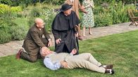 Father Brown – L-R: Goodfellow (John Burton), Arthur Hawthorne (Matthew Marsh), Father Brown (Mark Williams)