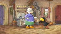 Der kleine Rabe Socke – Stolz überbringt Socke Frau Dachs ihr Geschenk.