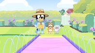 Bluey – Bingo und Lila freuen sich darauf, auf ihrer neuen Wasserrutsche zu spielen.