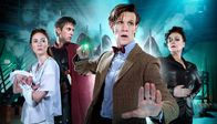 Doctor Who – v.l.n.r. Amy Pond (Karen Gillan), Rory Williams (Arthur Darvill), Der Doctor (Matt Smith) und Kovarian (Frances Barber)