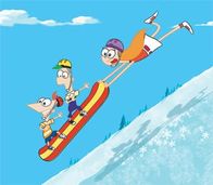 Phineas und Ferb – L-R: Phineas, Ferb und Candace.