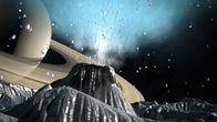 Unser Universum – CGI-BILD: Der Kryovulkan auf Enceladus spuckt Eis in den Himmel. (Photo Credit: