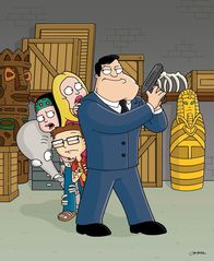 American Dad! – (v.li.) Rodger, Haylay, Francine, Steve und Stan