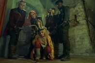 Borderlands – Jamie Lee Curtis as Tannis, Cate Blanchett as Lilith, Ariana Greenblatt as Tiny Tina, Florian Munteanu as Krieg and Kevin Hart as Roland in Borderlands. Photo Credit: Katalin Vermes