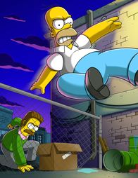 Die Simpsons – Homer (r.) beschließt Kopfgeldjäger zu werden. Bei seinem ersten Fall hilft ihm Ned Flanders (l.) unbewusst und zufällig, was dazu führt, dass er seinen ersten Fall erfolgreich abschließen kann. Und da auch Ned einem kleinen Nebenverdienst nicht abgeneigt ist, arbeiten die beiden fortan als Team zusammen ...