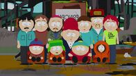 South Park – Vorne, l-r: Stan, Kyle, Eric, Kenny. Hinter, l-r: Randy, Sharon, Gerald, Sheila, Liane, Stuart, Carol.
