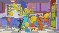 Die Simpsons – (im Uhrzeigersinn) Homer; Marge; Maggie; Lisa; Knecht Ruprecht; Bart