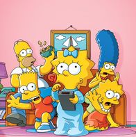 Die Simpsons – L-R: Homer, Bart, Maggie, Marge, Lisa