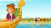Hexe Lilli – Lilli fährt in einem Schilfboot zum Schilfschneiden.