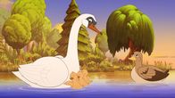 Törtel – Wieder vereint! Die Entenküken (M.) und ihre Mama Michelle (r.) sind wieder aufgetaucht. Schwan Hokuspokus (l.) bleibt für den kleinen Enten-Nachwuchs dennoch wichtig.