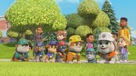 Rubble und Crew – Die Crew, v.li.: Grandpa Gravel, Wheeler, Mix, Charger, Rubble, Motor, Auntie Crane