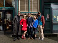 Swindle – L-R: Darren Vader (Noah Munck), Savannah Westcott (Jennette McCurdy), Griffin Bing (Noah Crawford), Amanda Benson (Ariana Grande), Ben Dupree (Chris O'Neal)