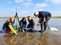 Verrückt nach Meer – Esbjerg/Dänemark. Ausflug ins Wattenmeer mit den Passagieren Lukas Haas und Vanessa Buchholz mit Guide Klaus Melbye und der deutschen FSJlerin Isabelle Limberger.