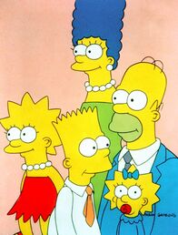 Die Simpsons – (1. Staffel) - Marge (M.) und Homer (r.) haben nicht immer nur Freude an ihren chaotischen Kindern Lisa (l.), Bart (2.v.l.) und Maggie (2.v.r.).