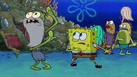 SpongeBob Schwammkopf – Vorne, l-r: Old Man Jenkins, SpongeBob