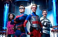 Henry Danger – L-R: Charlotte Bolton (Riele Downs), Captain Man (Cooper Barnes), Henry Hart (Jace Norman), Jasper Dunlop (Sean Ryan Fox).