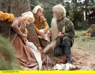 Schneeweisschen und Rosenrot – Schneeweißchen (Julie Juri´stová) und Rosenrot (Katrin Martin) versuchen, einem alten Mann (Hans-Peter Minetti) zu helfen, dessen Bart sich beim Holzfällen verfangen hat. Sie wissen nicht, dass dies der böse Berggeist ist, der die ganze Gegend verunsichert.